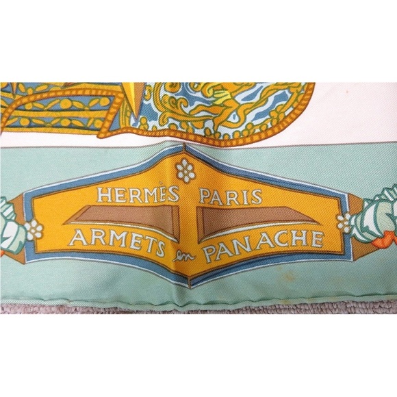 Hermes Silk Scarf with Orange and Blue Accents - Picture 8 of 12